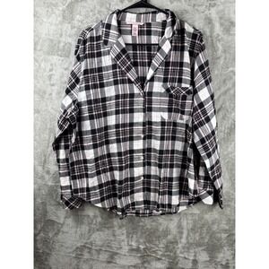 Victoria's Secret Plaid Pajama Top Long Sleeve Button Down Women's L